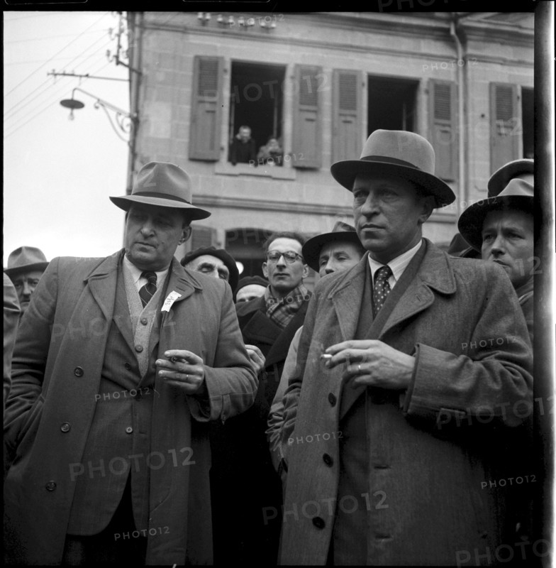 Farmers protest against penalisation of participants to the Milk Strike in the French speaking part of Switzerland 1951
