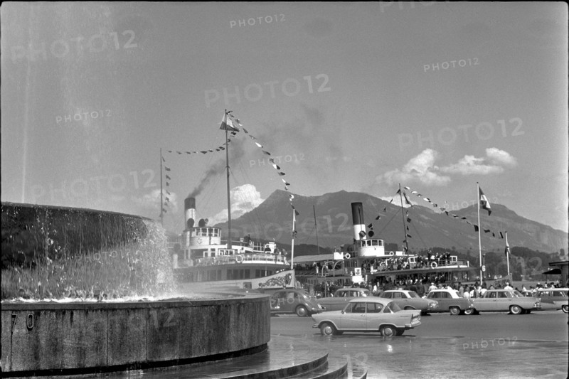 Steamship on Lake Lucerne, in the harbour of Lucerne, 1963