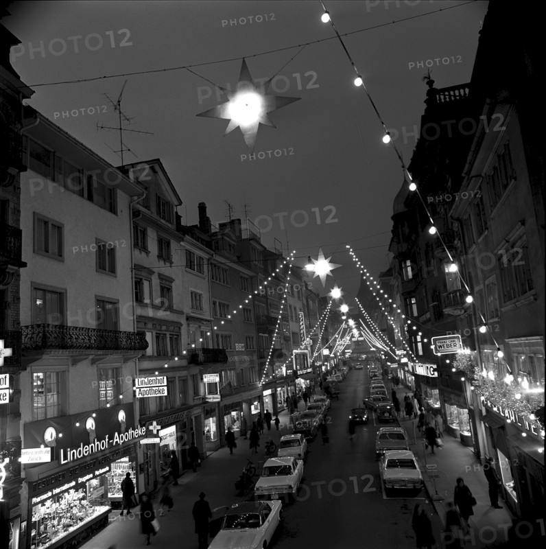 Christmas lighting in Zurich 1968