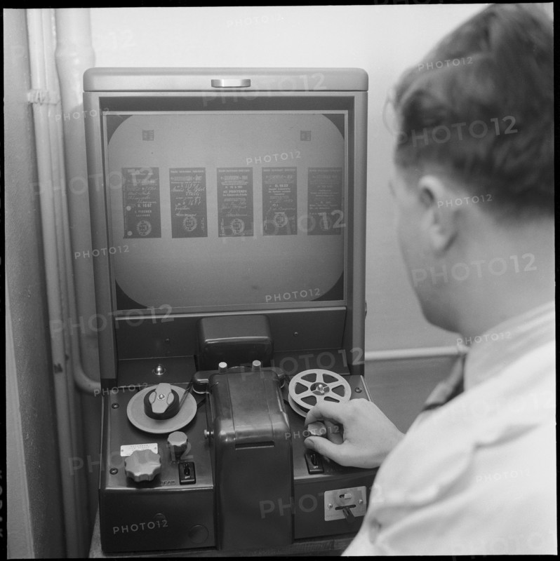 Introduction of Microfilm, Postal cheque services Lausanne 1958