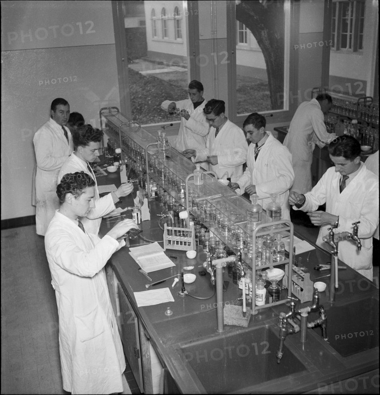 In the laboratory at school for chemist in Neuchatel 1951
