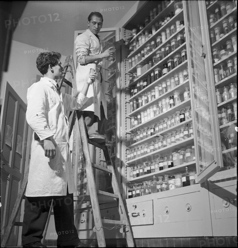 cupboard for chemicals at school for chemist in Neuchatel 1951