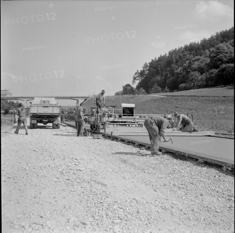 Berne - Bienne connection road near Studen under construction 1955