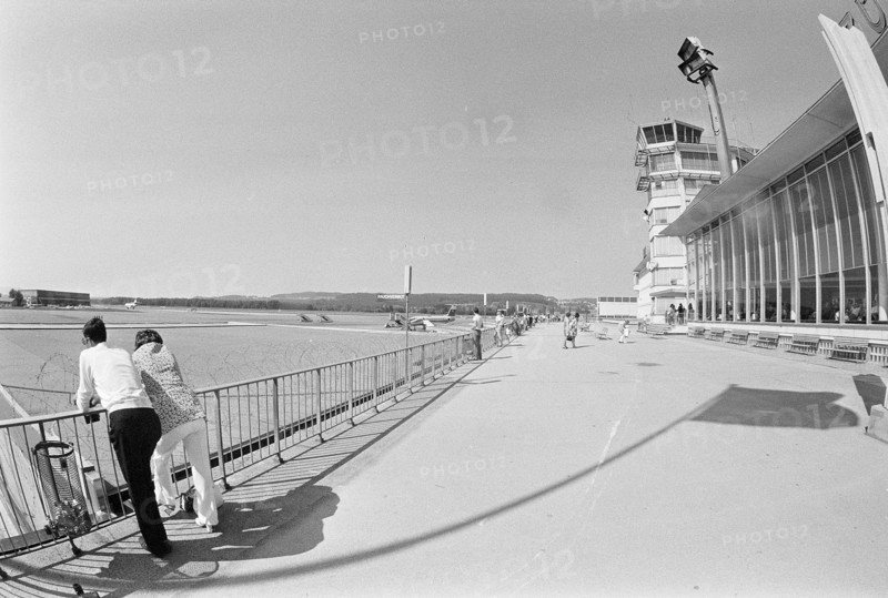 Viewing deck, platform, terrace at Zurich Kloten airport 1971