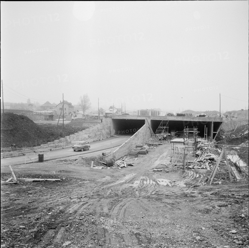 Road tunnel in Geneva Grand Saconnex under construction 1959