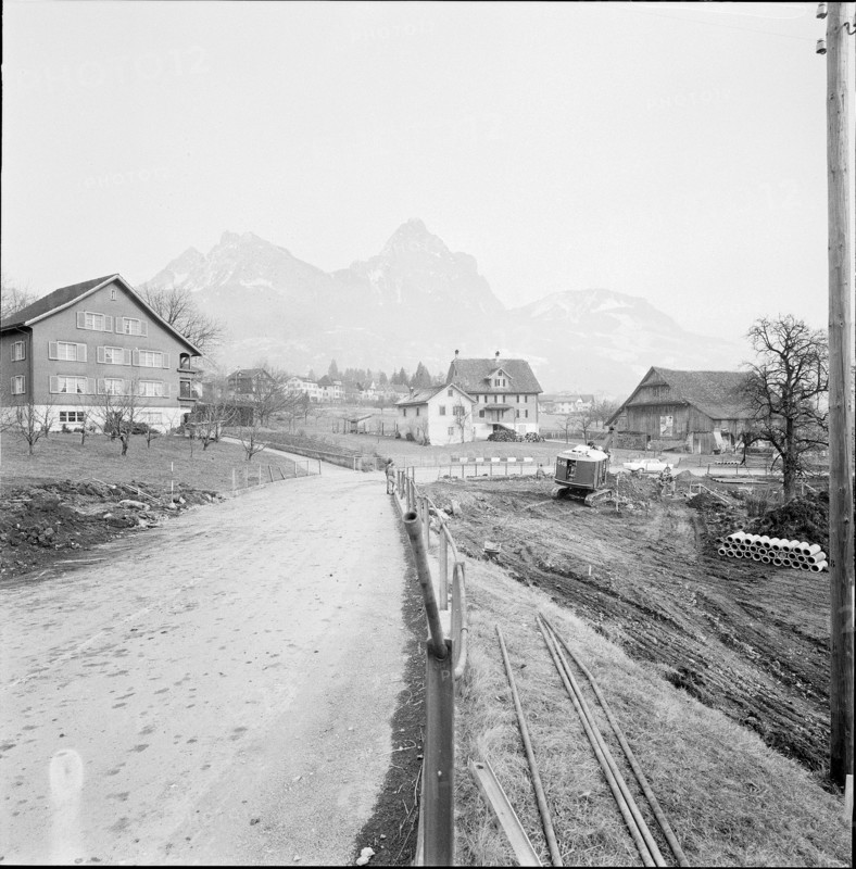 Road extension in Seewen 1960