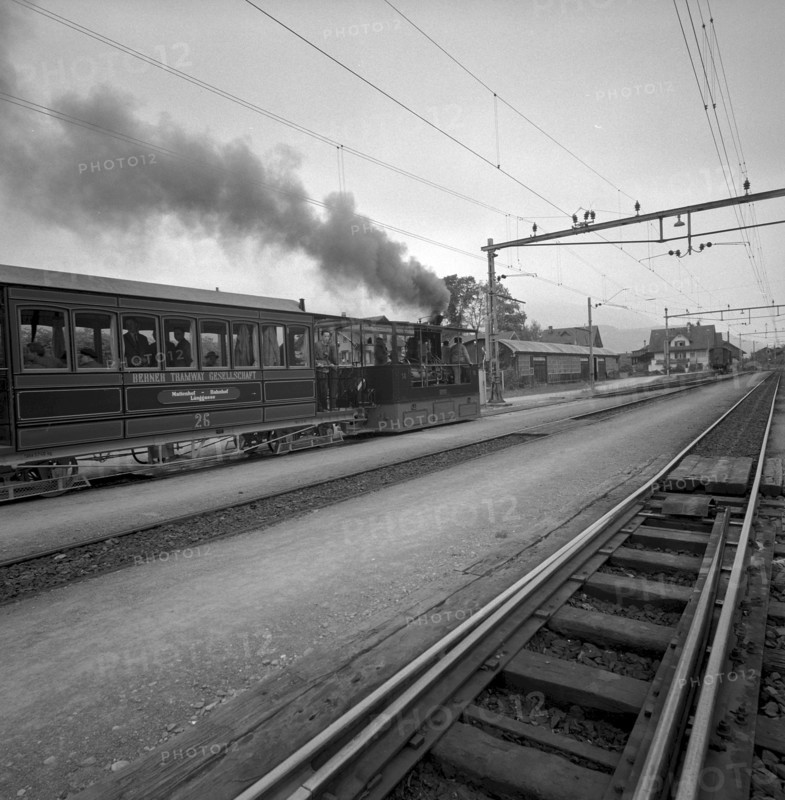 Steam tramway driving to the Lucerne Traffic Museum 1959