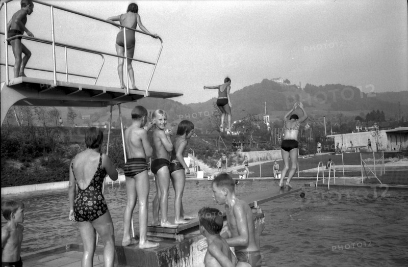 Children in the swimming pool, Stettfurt 1966