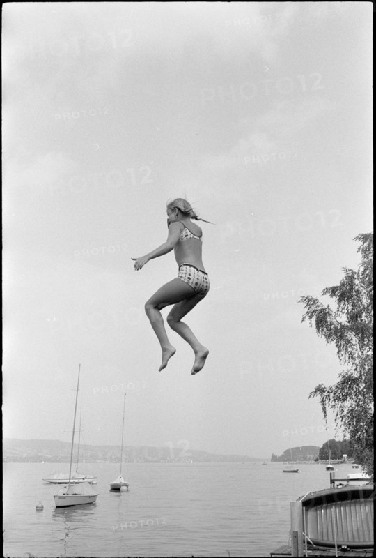 Children jumping into the lake, 1972