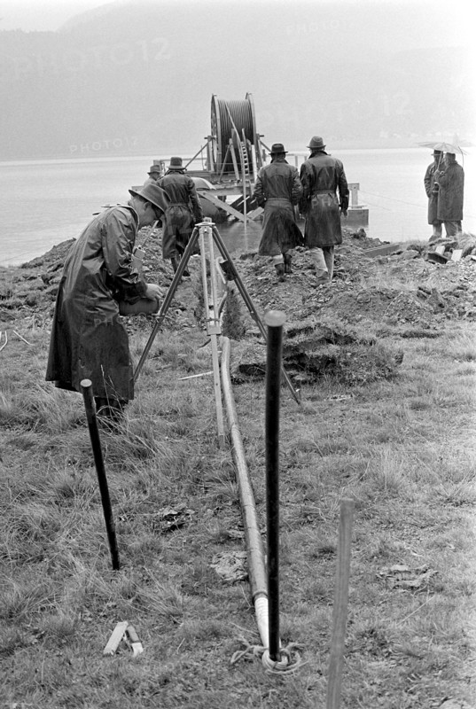 Installation of a telephone cable into Silsersee, 1963