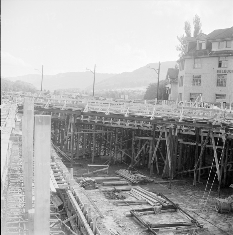 Road construction in Zurich Giesshubel, 1959