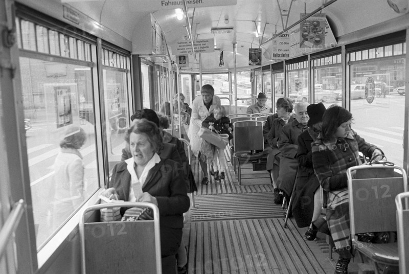 Tram passengers in Zurich 1971