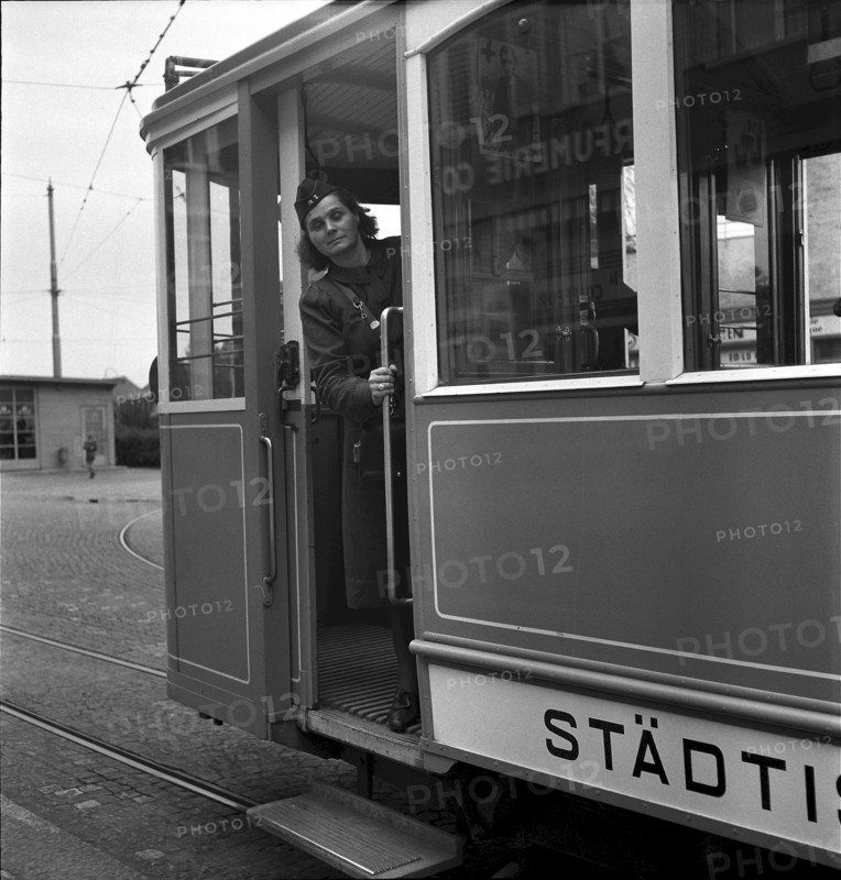 Ticket collector of Zurich tram, around 1939