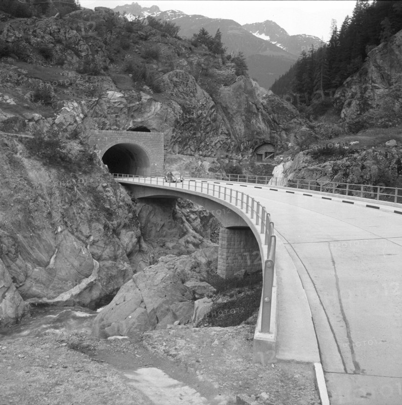 Lukmanier mountain pass road, tunnel near Curaglia 1959