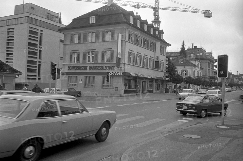 Street with building of the Bankgesellschaft, Kreuzlingen 1972