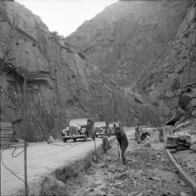 Gotthard pass road extension near Schollenen 1954