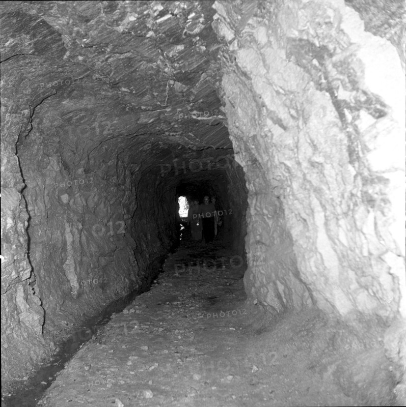 Trial drill before start of San Bernardino tunnel construction 1961