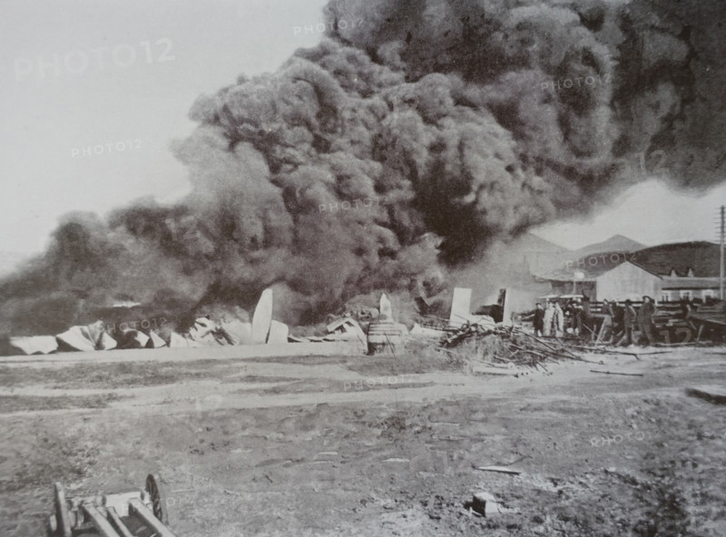 Port Arthur Oil fire in the port Photograph of Captain Pravikov