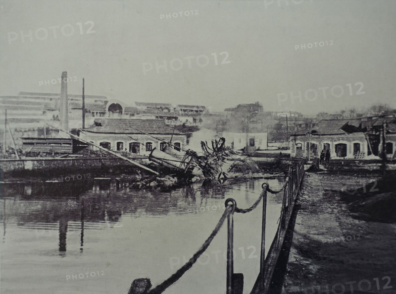 The transport Amur sunk in the dock Photograph by Lieutenant Kondrashov