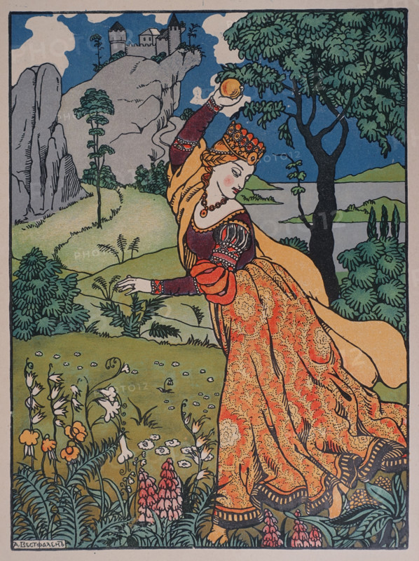 Illustration from book ""The Tale of the Frog Prince"" 1914 Drawing by AK Westfalen
