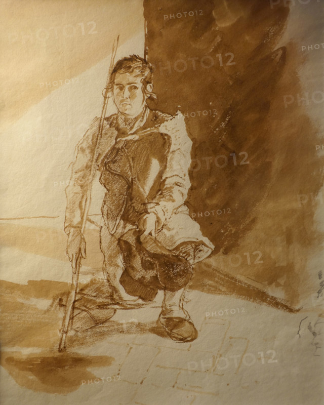 Pilgrim kneeling Sketch of a man's profile Late 1820s Bryullov Karl Pavlovich (1799-1852) Italian album
