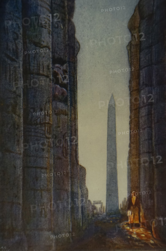 Obelisk of Thutmoses I  in the Temple of Amun at Karnak Illustration from the book ""In the Land of Amon-Ra Essays on Egypt"" Author AN Lvov