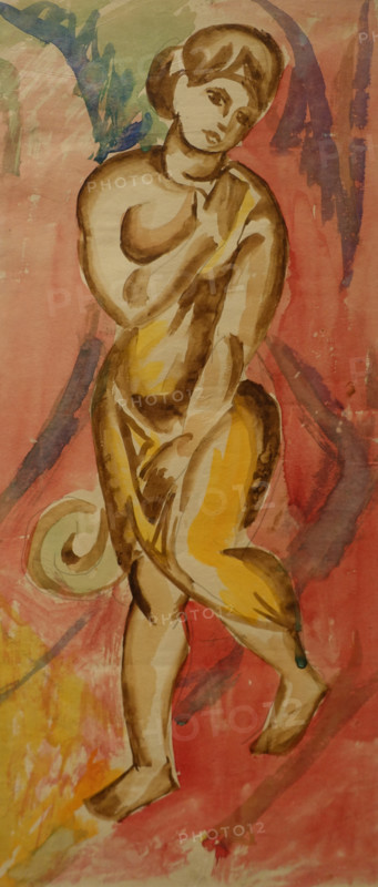 Figure of a girl Early 1910s Sketch-version of painting Le Dentu Mikhail  (1891-1917)