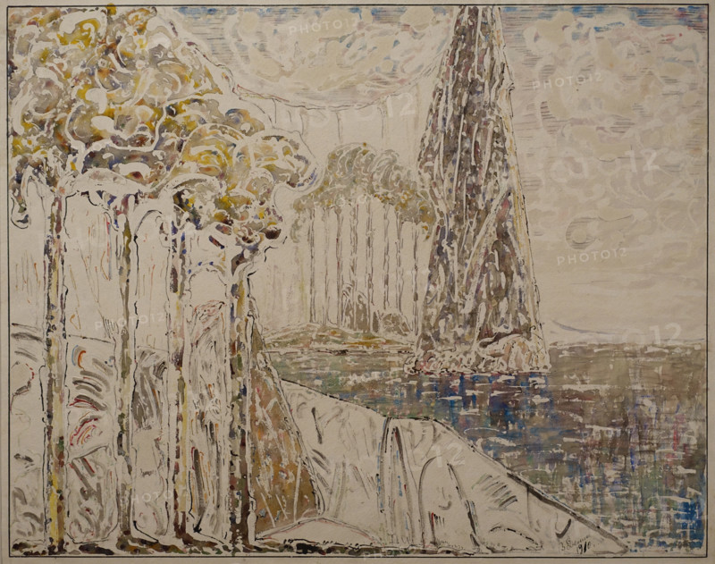 Composition of a Classical Landscape 1910 Denisov Vasily (1862-1922) Watercolor