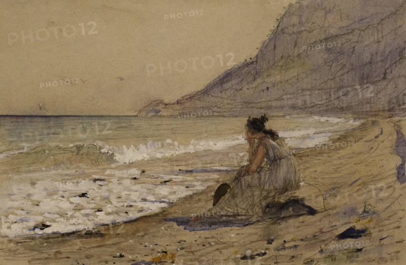 By the Sea Iphigenia in Tauris 1893 Serov Valentin (1865-1911) Watercolour