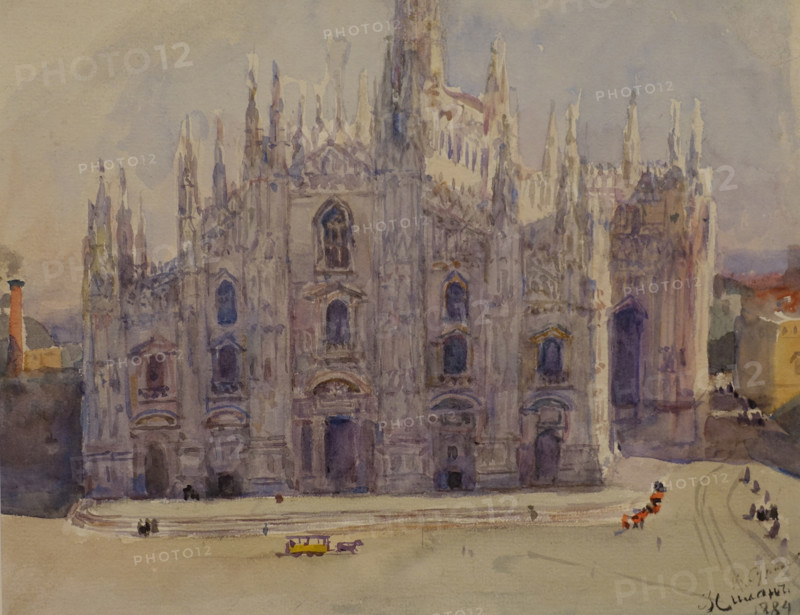 Milan Cathedral 1884 Surikov Vasily (1848-1916) Watercolour on paper