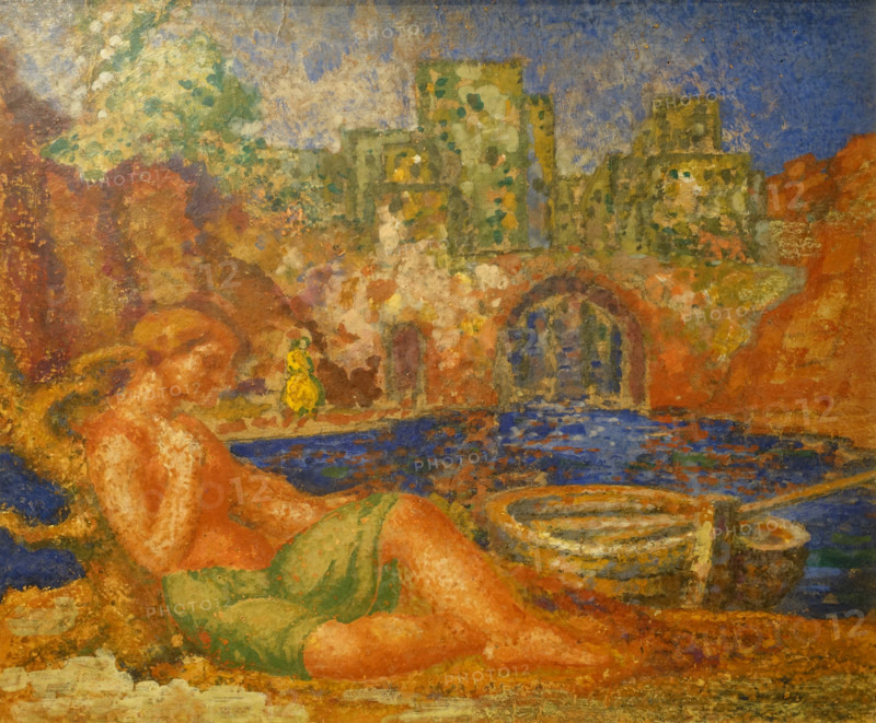 Female Figure in an Architectural Landscape Late 1930s Nikolai Feofilaktov (1876-1941)