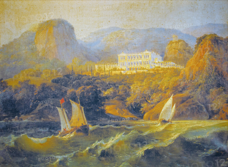 Crimea, Lower Oreanda General view from the sea Royal Summer Palace Unknown author 19th century