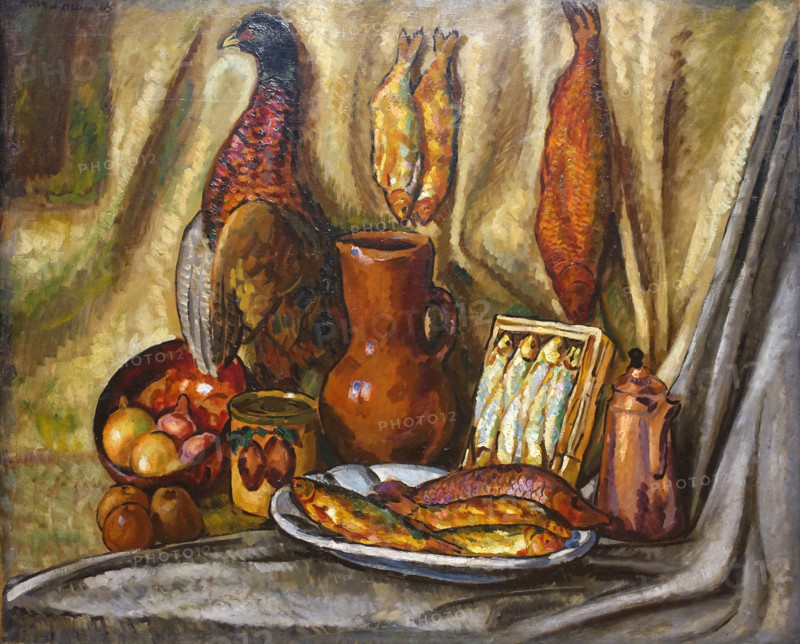 Still Life with Wood Grouse and Fish 1917 Mashkov Ilya Ivanovich (1881-1944)