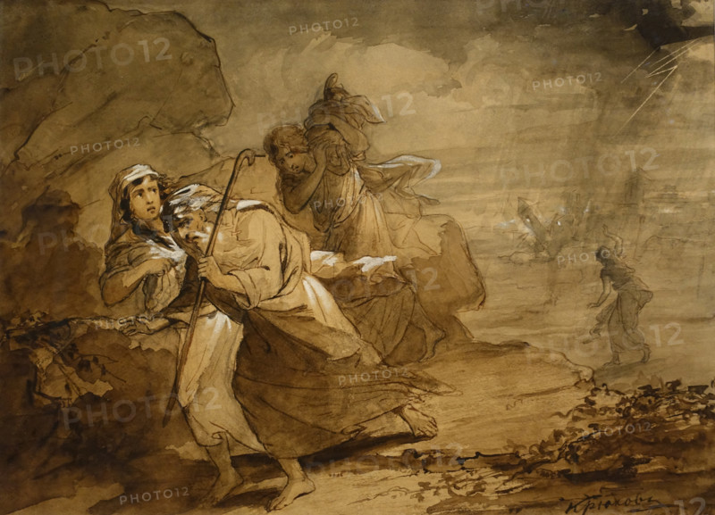 Lot and His Family Flee Sodom 1865 Valerian Kryukov (1838-1916)