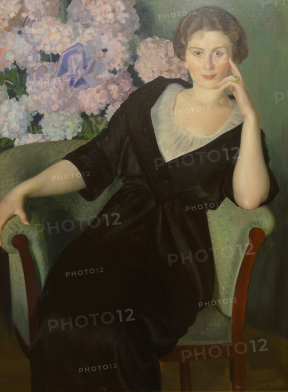 Portrait of Renée Ivanovna Notgaft (née Kestlin, 1880-1960s) 1914 Kustodiev Boris (1878-1927)