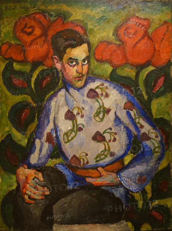Portrait of a boy in a painted shirt 1909 Mashkov Ilya Ivanovich (1881-1944)