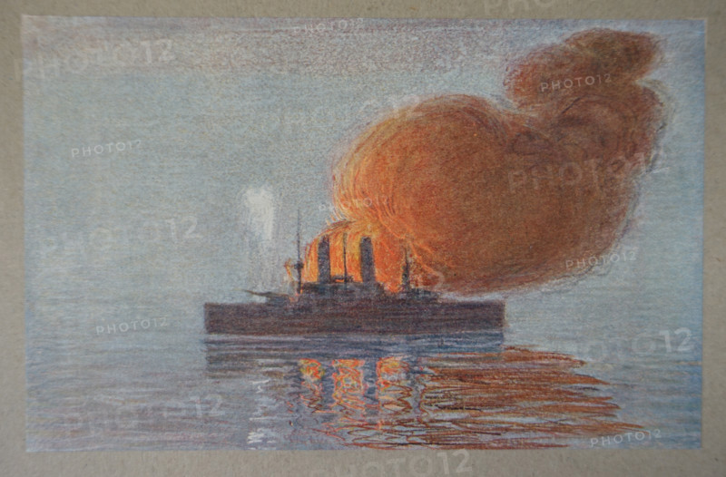 Explosion on the battleship Petropavlovsk Port Arthur, March 31, 1904 Nikolai Kravchenko (1867-1941)