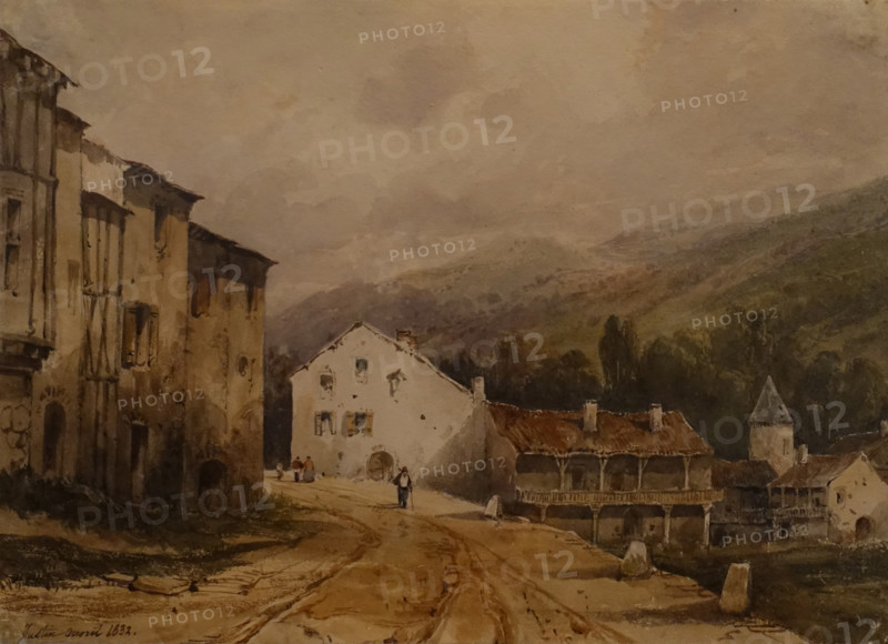 Mountain Village by the Road 1832 Pierre-Justin Ouvrié (1806-1879/1880)