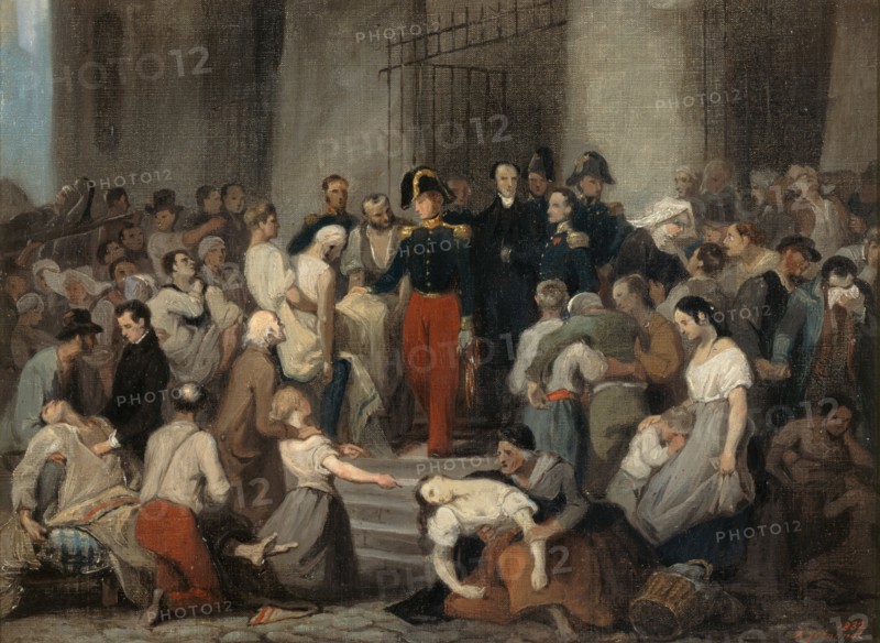 The Duke of Orleans visiting the sick at the Hotel-Dieu during the cholera epidemic.