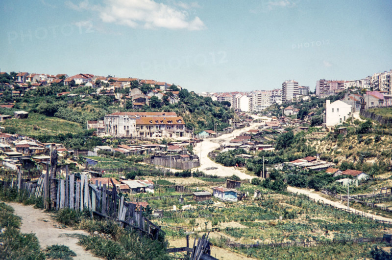 Informal housing area shanty town buildings developing in suburbs of Lisbon.