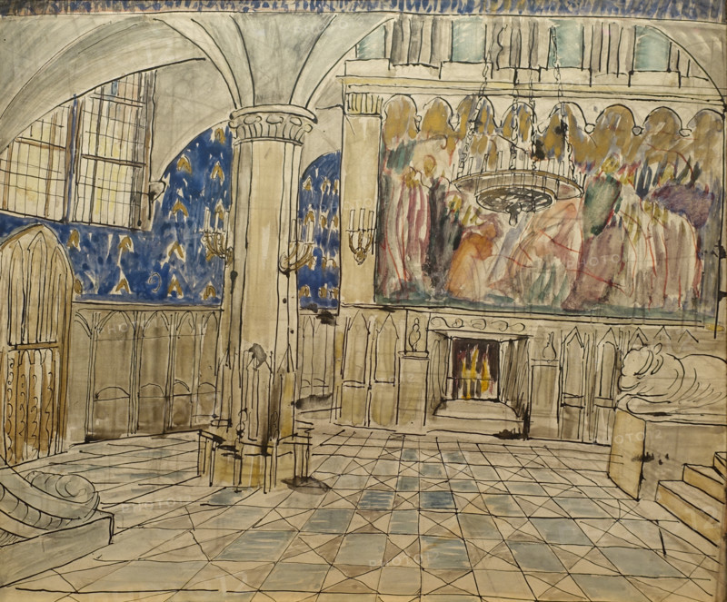 Sketch of the scenery for the play by L.N. Andreev ""Black masks"".