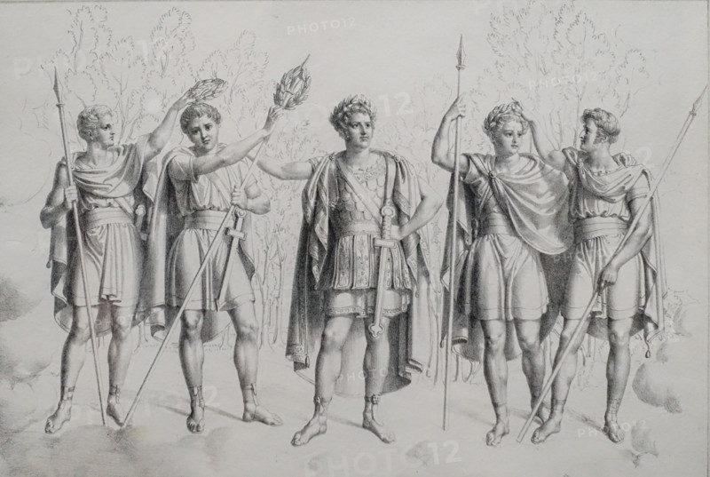 Allegorical scene hero victors.