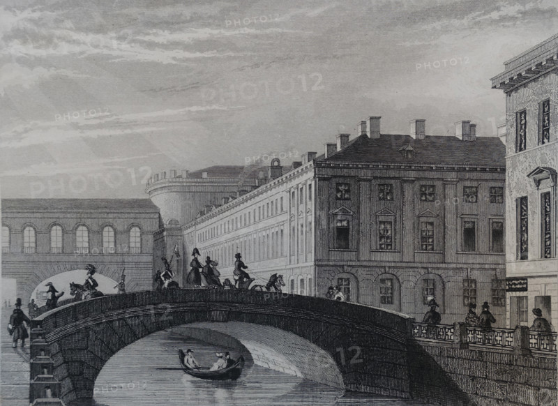 The barracks of the 1st battalion of the Life Guards Preobrazhensky Regiment, the arch and the Hermitage Theater.
