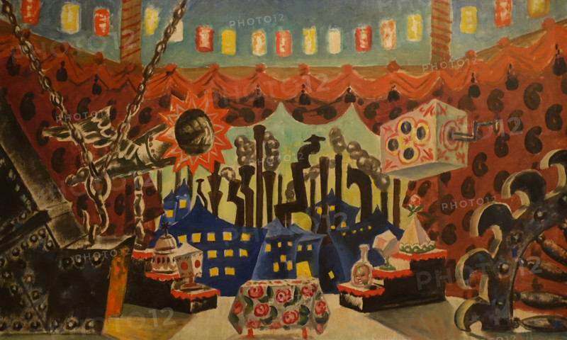 Sketch of the scenery for the play The Flea.