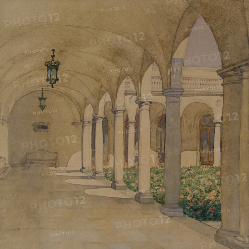 Colonnade of the Italian courtyard of the Great Livadia Palace.