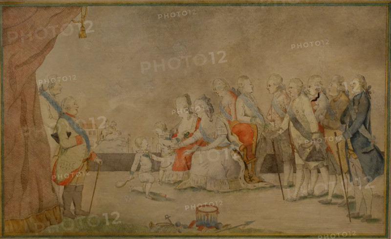 Catherine II surrounded by her family and courtiers.