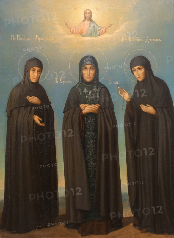 Icon of the Venerable Novice Theophania, Schema-Nuns Elena and Domnikea.