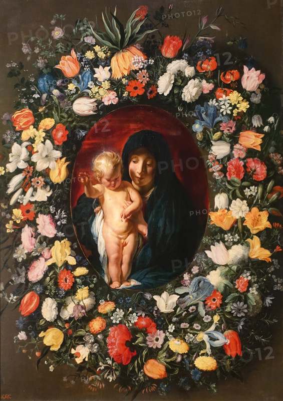 Madonna and Child with a Flower Wreath.