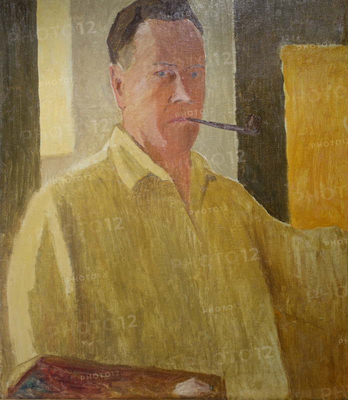 Self-portrait with a pipe.