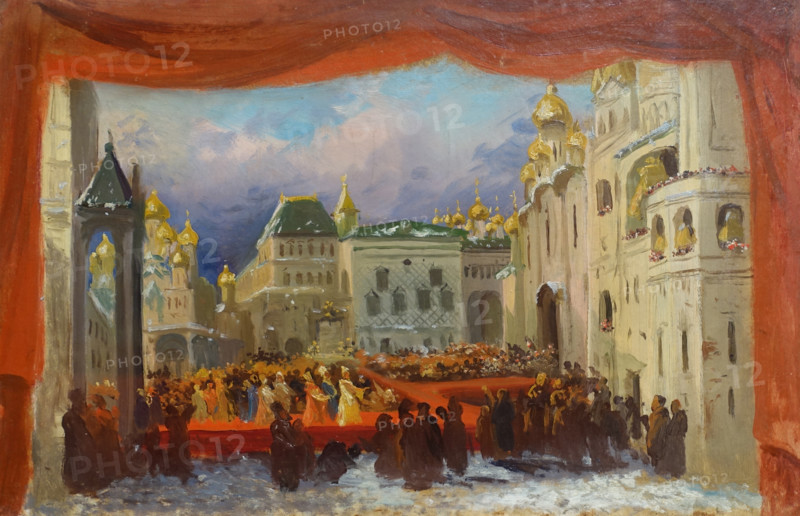 Set design for the opera Boris Godunov by Mussorgsky.